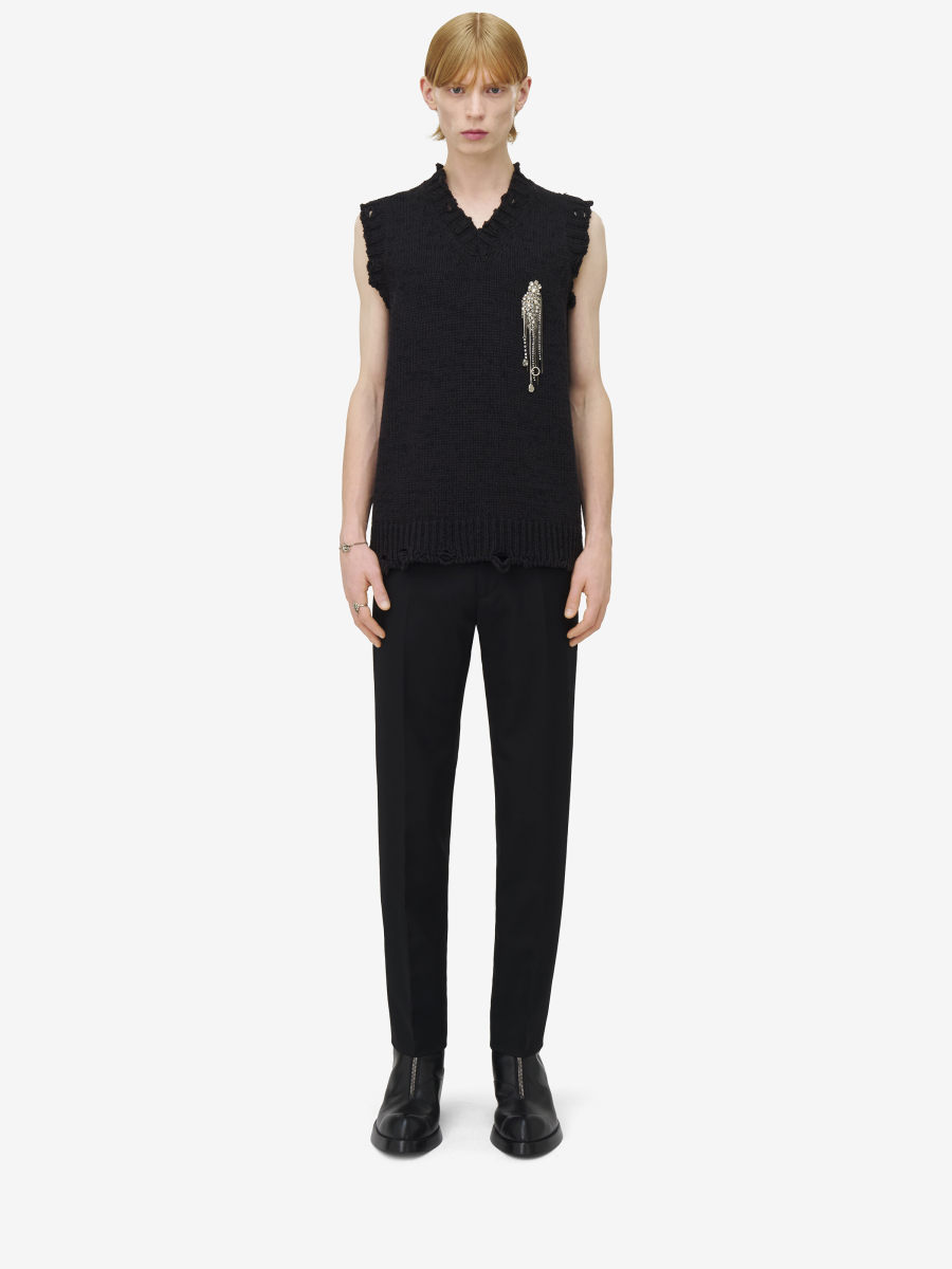 ALEXANDER MCQUEEN - Patch Embroidery DIstressed Tank Top - Item 829296Q1BDW1347